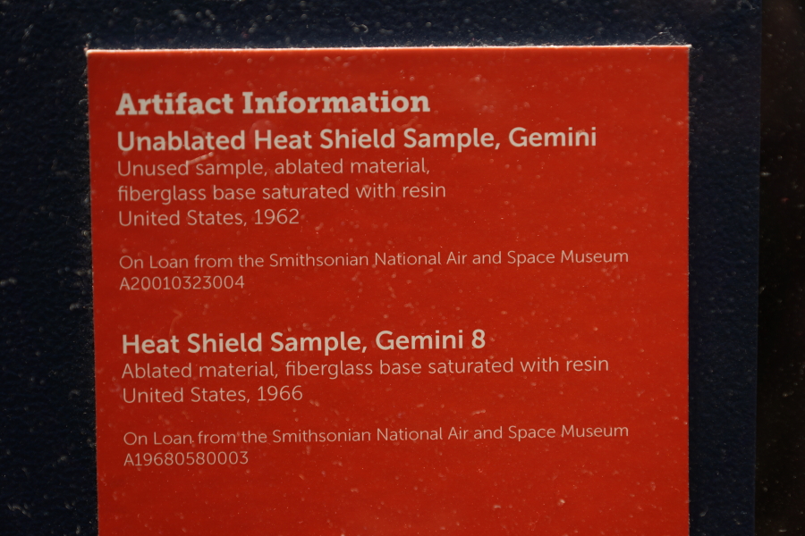 Sign accompanying Gemini Heatshield Samples at St. Louis Science Center