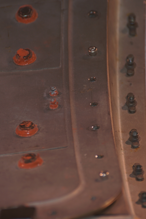Detail of bolts and other hardware on interior of Mercury Hatch at St. Louis Science Center
