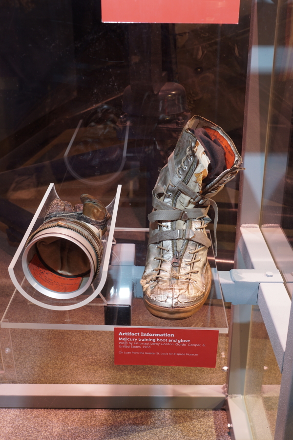 Cooper Mercury Glove and boot display at St. Louis Science Center