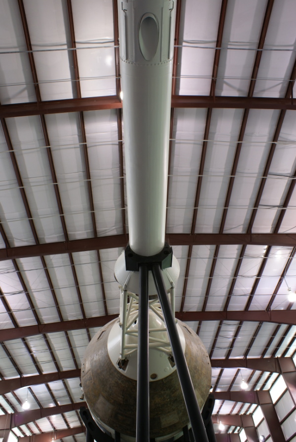 Launch Escape System (LES) tower on Johnson Space Center (JSC) Saturn V at Space Center Houston