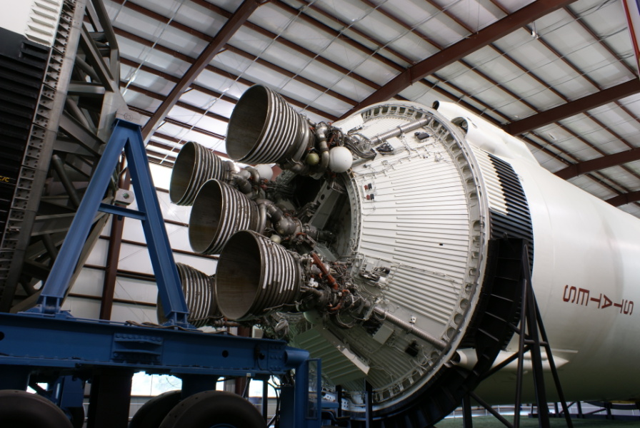 Saturn V S-II (Second) Stage thrust structure and J-2 rocket engines at Space Center Houston