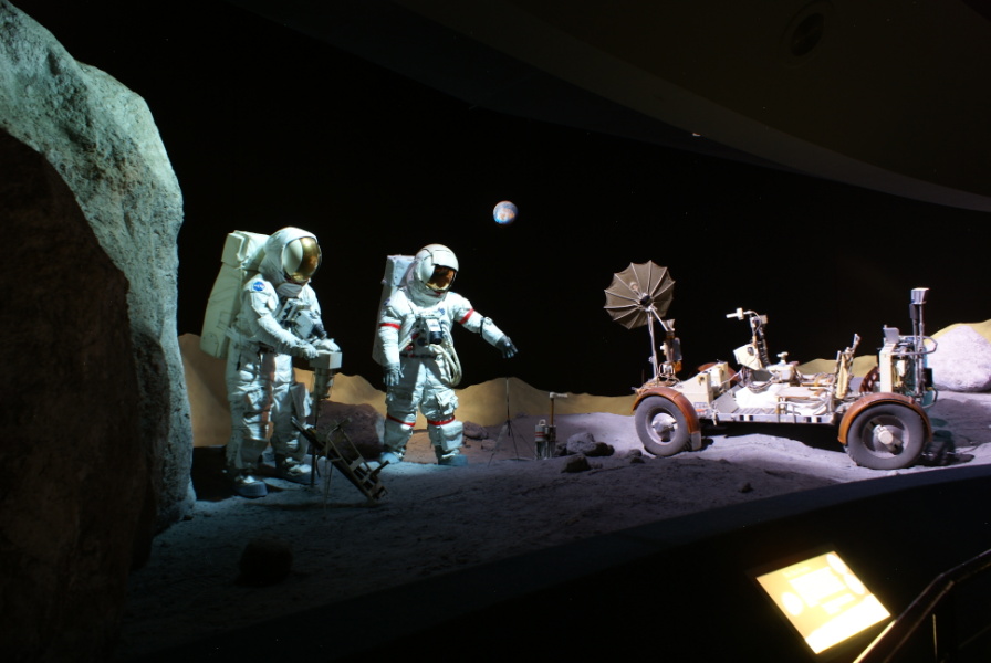 Lunar Roving Vehicle Trainer in Apollo lunar surface diorama at Space Center Houston