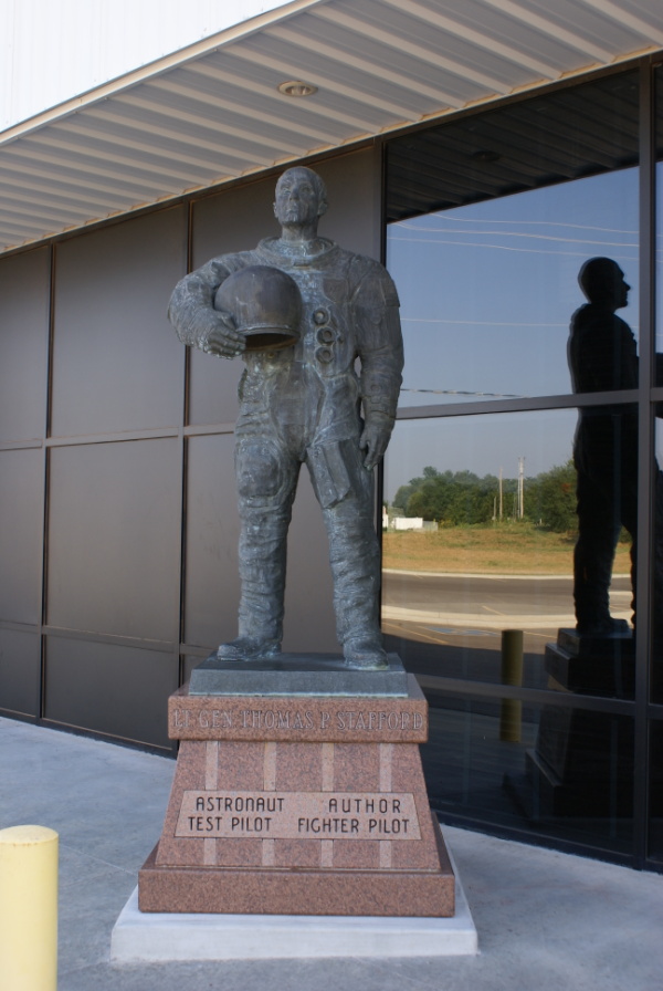Tom Stafford statue at Stafford Air & Space Museum