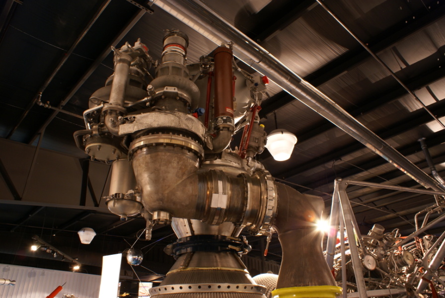 Forward end of YLR-91 Engine (With Skirt) at Stafford Air & Space Museum
