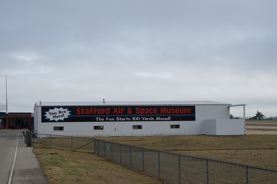 Sign on building for Stafford Air & Space Museum