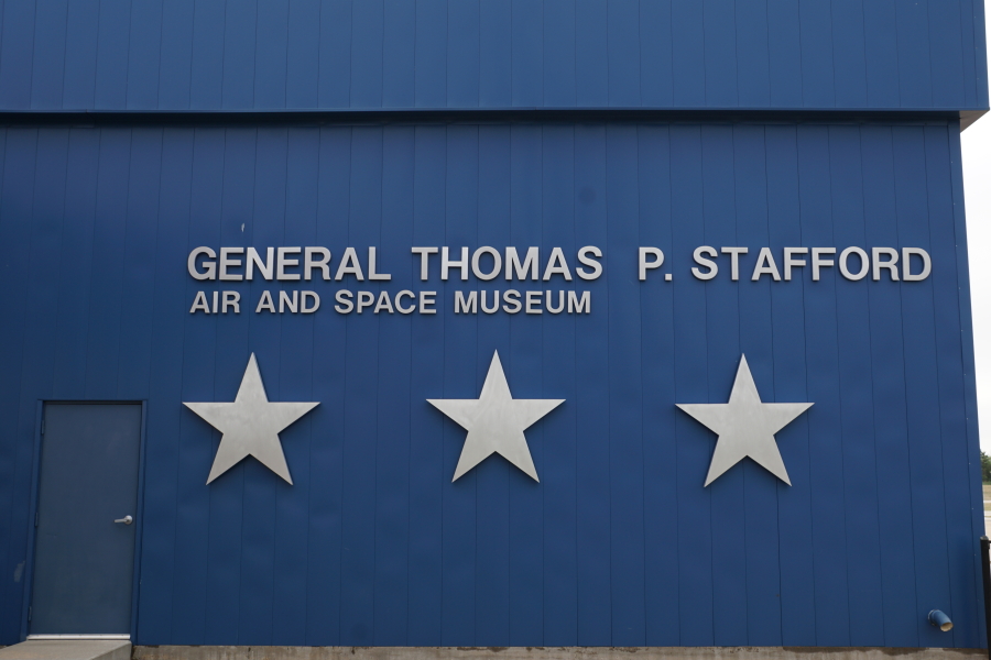 Sign on Stafford Air & Space Museum building