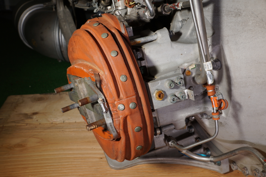 H-1 Engine gimbal bearing with boot at Stafford Air & Space Museum
