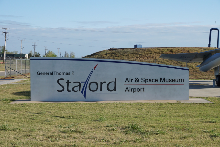 Sign for Stafford Air & Space Museum