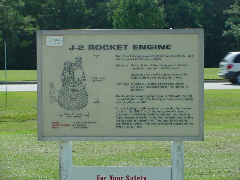 Sign accompanying the J-2 Engine at Stennis Space Center