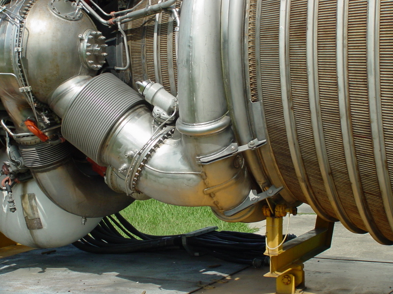 J-2 Engine LOX turbopump turbine exhaust duct, heat exchanger, and exhaust manifold inlet at Stennis Space Center
