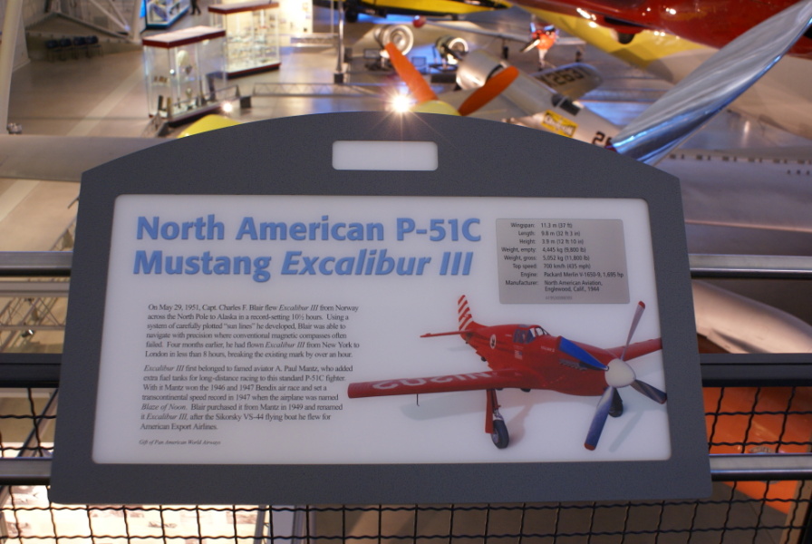 Sign by the P-51 at the Udvar-Hazy Center