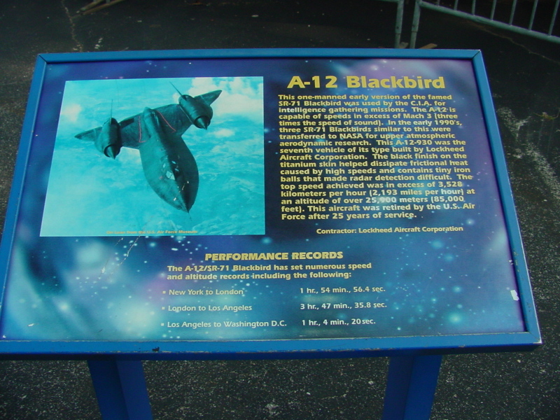 Sign by the A-12 at the U.S. Space and Rocket Center