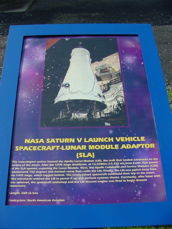 Sign accompanying the Saturn V CSM & SLA at U.S. Space and Rocket Center