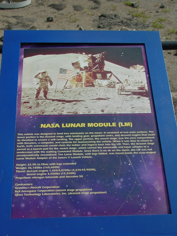 Sign accompanying LM Mockup at U.S. Space and Rocket Center