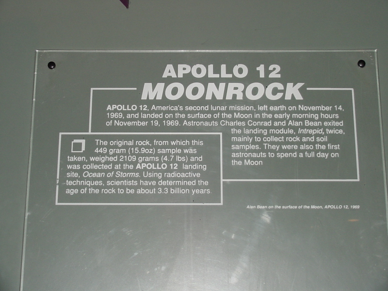 Sign accompanying Moon Rock at U.S. Space and Rocket Center