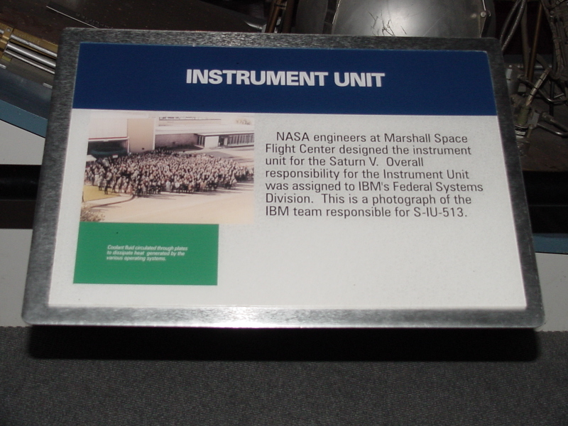 Sign accompanying the Instrument Unit (IU) at U.S. Space and Rocket Center