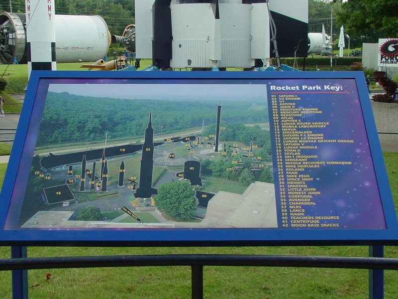 Sign showing the V-2 Engine (Outdoors) in the Rocket Park at U.S. Space and Rocket Center