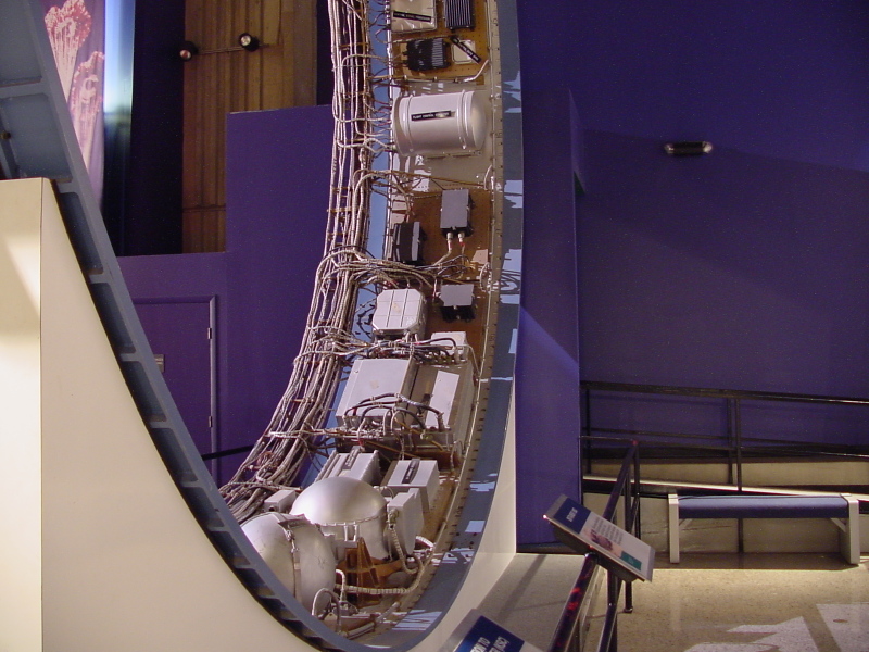 Components mounted on panels on Instrument Unit (IU) at U.S. Space and Rocket Center