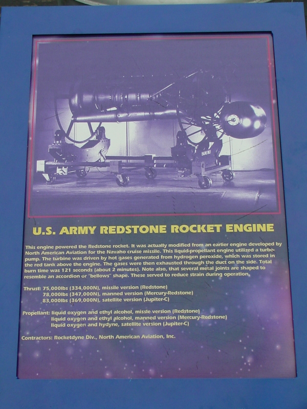 Sign accompanying the A-7 Engine (Outdoors) at U.S. Space and Rocket Center