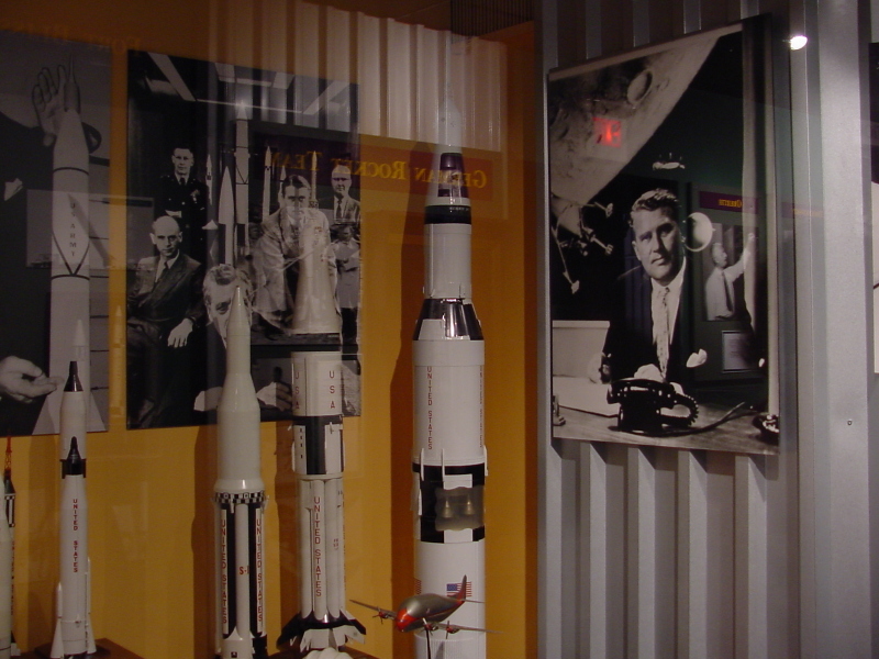 Photo of von Braun at his desk in von Braun's ABMA Office (Rocket City Legacy) at U.S. Space and Rocket Center