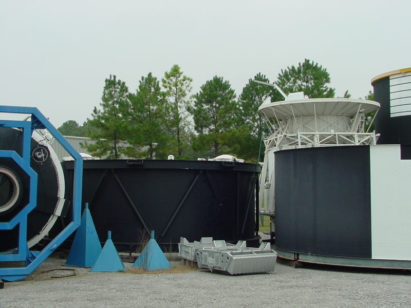 Multiple Docking Adapter, Fixed Airlock Shroud, and Apollo Telescope Mount from the Skylab 1G trainer in the U.S. Space and Rocket Center Bone Yard