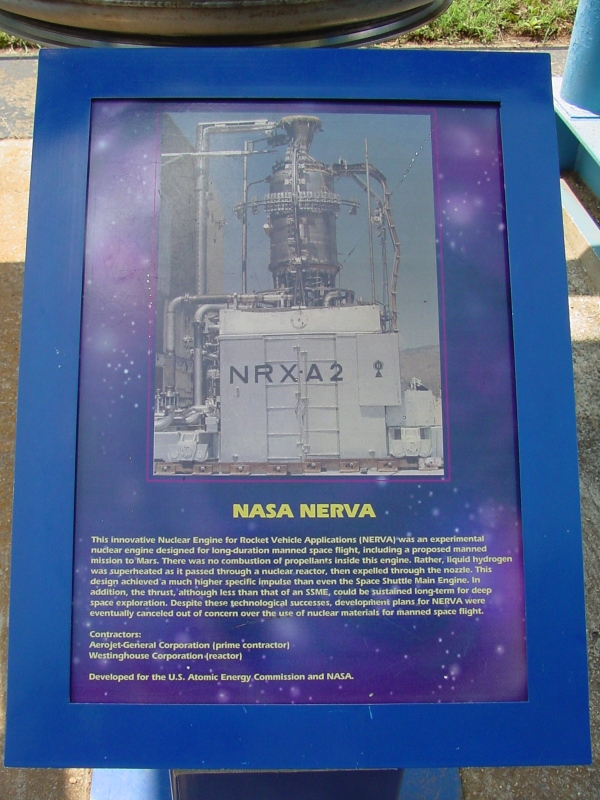 Sign accompanying NERVA Engine at U.S. Space and Rocket Center