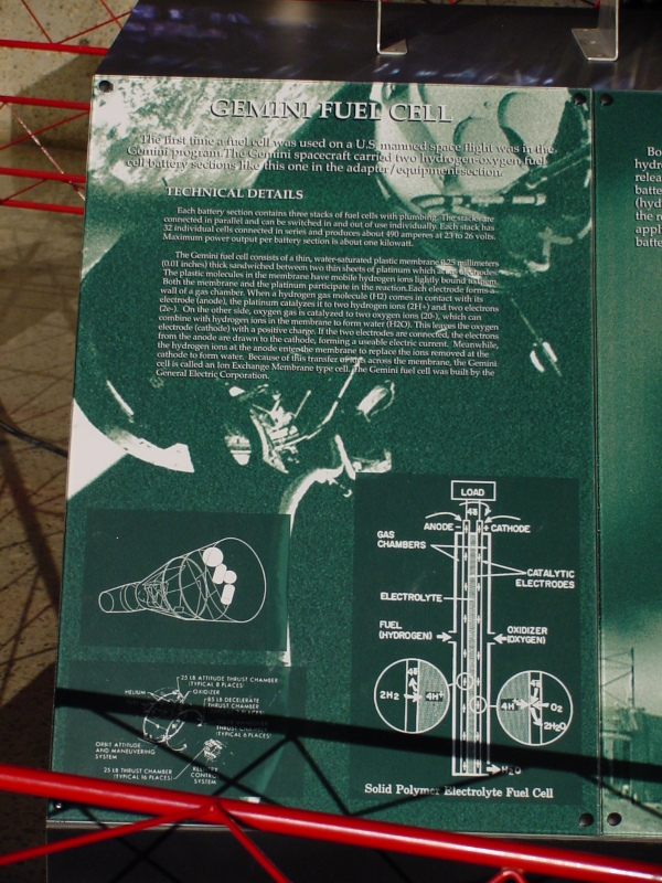 Sign accompanying Gemini Fuel Cell (Space Hall) at U.S. Space & Rocket Center