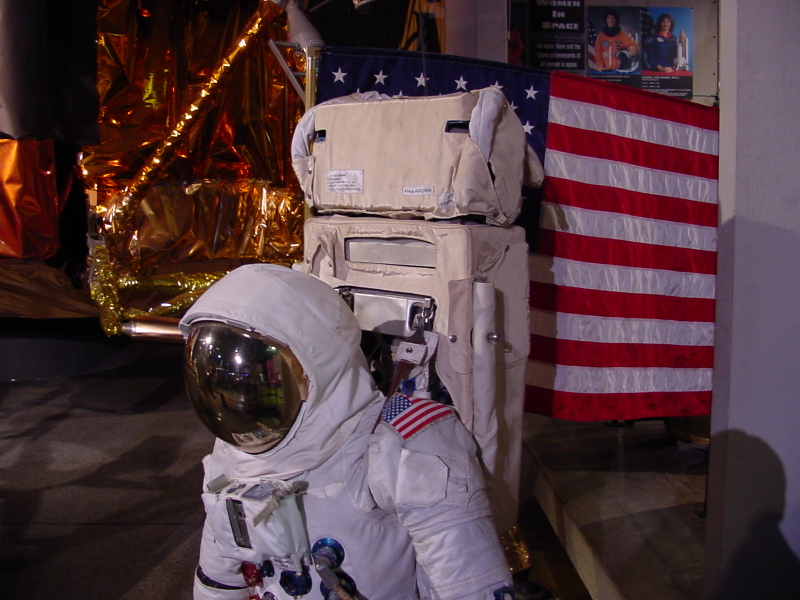 Apollo A7LB Suit (Space Hall) helmet and Portable Life Support System (PLSS) at U.S. Space & Rocket Center