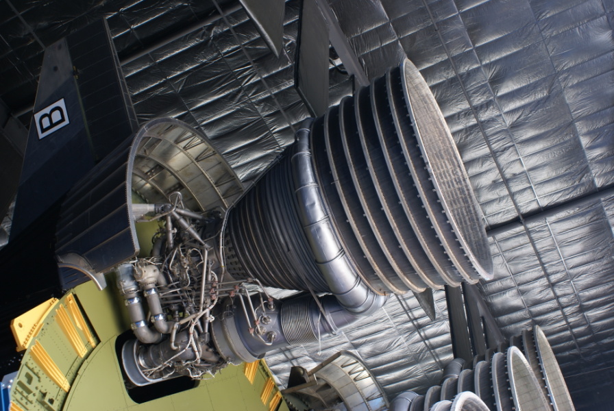 F-1 rocket engines on Saturn V S-IC (First) Stage (Davidson Center) at U.S. Space and Rocket Center