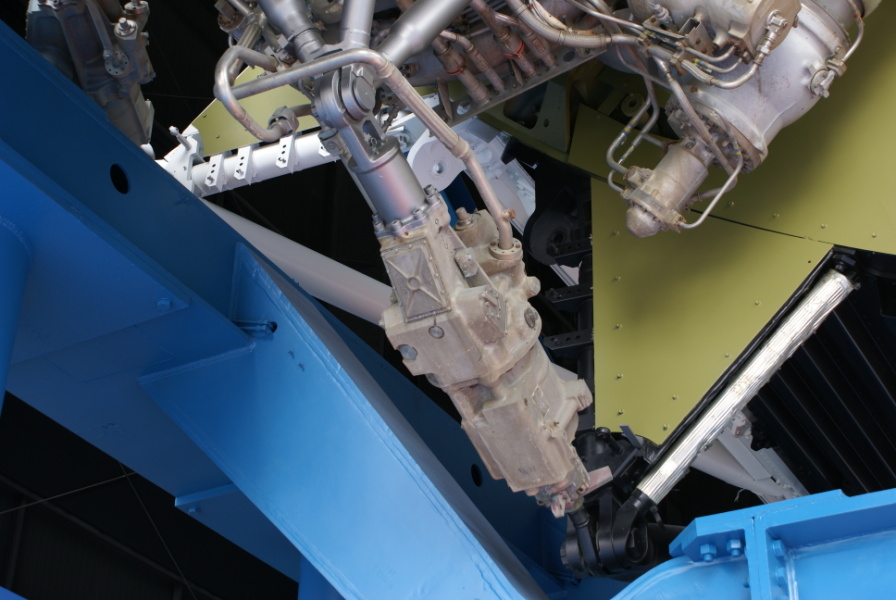 F-1 rocket engine gimbal actuator on Saturn V S-IC (First) Stage at U.S. Space & Rocket Center