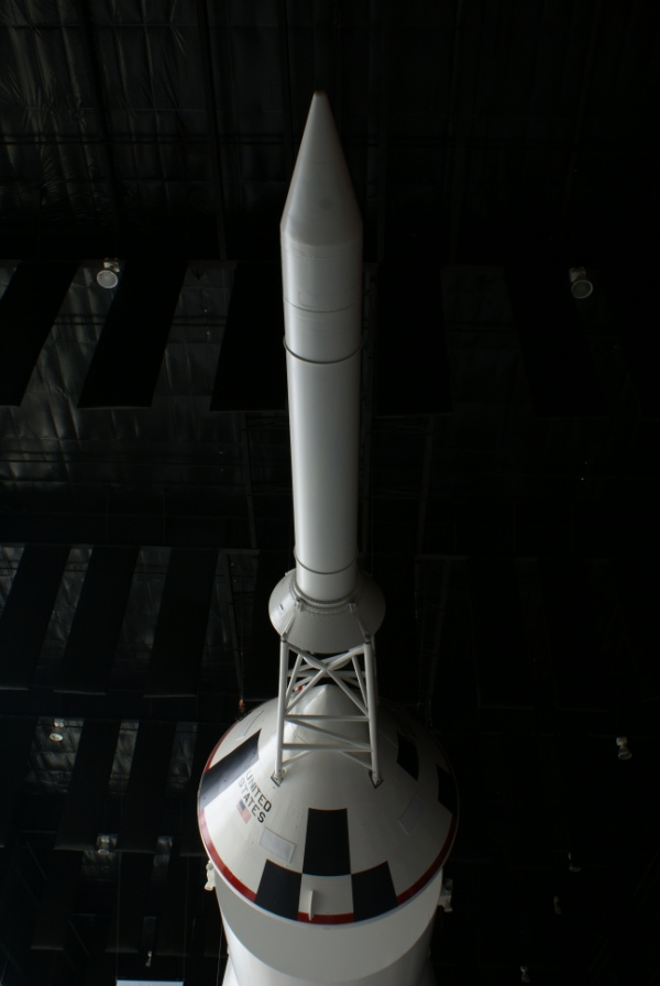 Command Module boilerplate BP-23 in Saturn V CSM & SLA (Davidson Center) at U.S. Space and Rocket Center