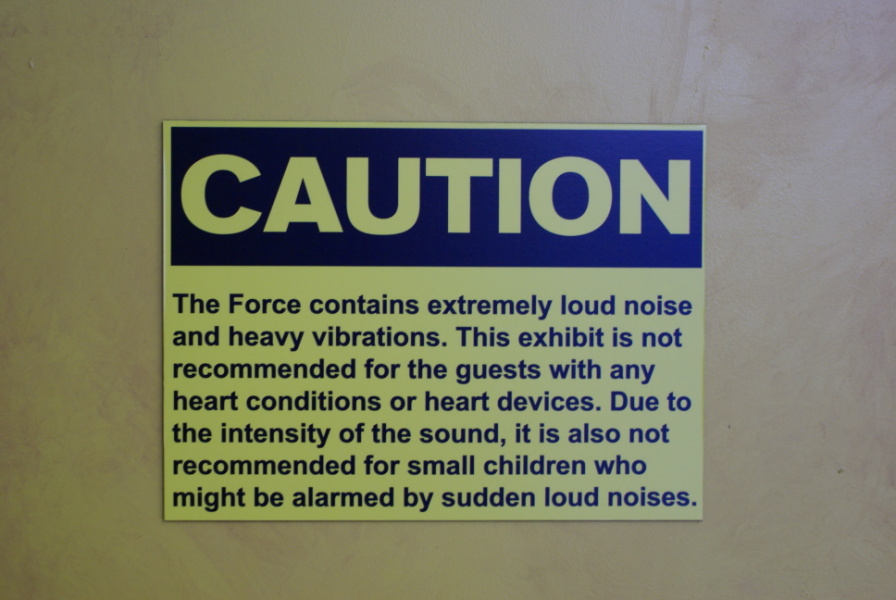 Warning sign inside The Force at U.S. Space and Rocket Center