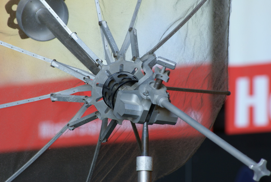 High gain antenna folding mechanism on Lunar Roving Vehicle (Davidson Center) at U.S. Space & Rocket Center