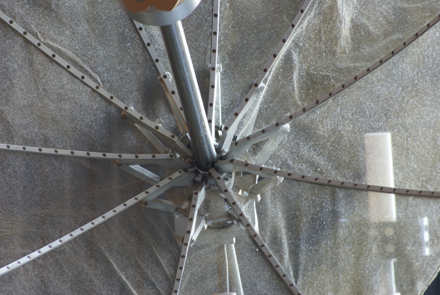 High gain antenna folding mechanism on Lunar Roving Vehicle (Davidson Center) at U.S. Space & Rocket Center