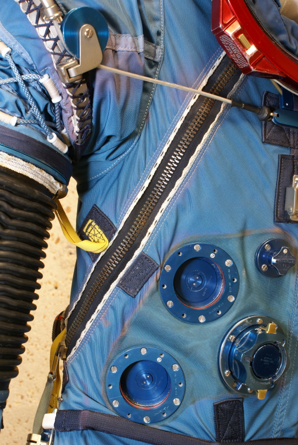 Kerwin Skylab Suit entrance, restraint, and pressure zippers at U.S. Space and Rocket Center