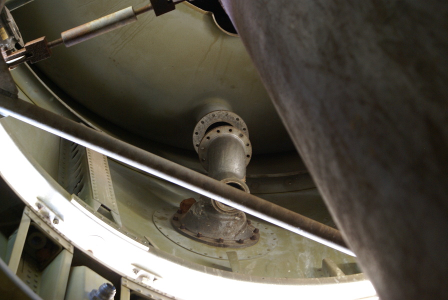 LOX fill/drain valve in Mercury Redstone Tail Unit Interior at U.S. Space and Rocket Center