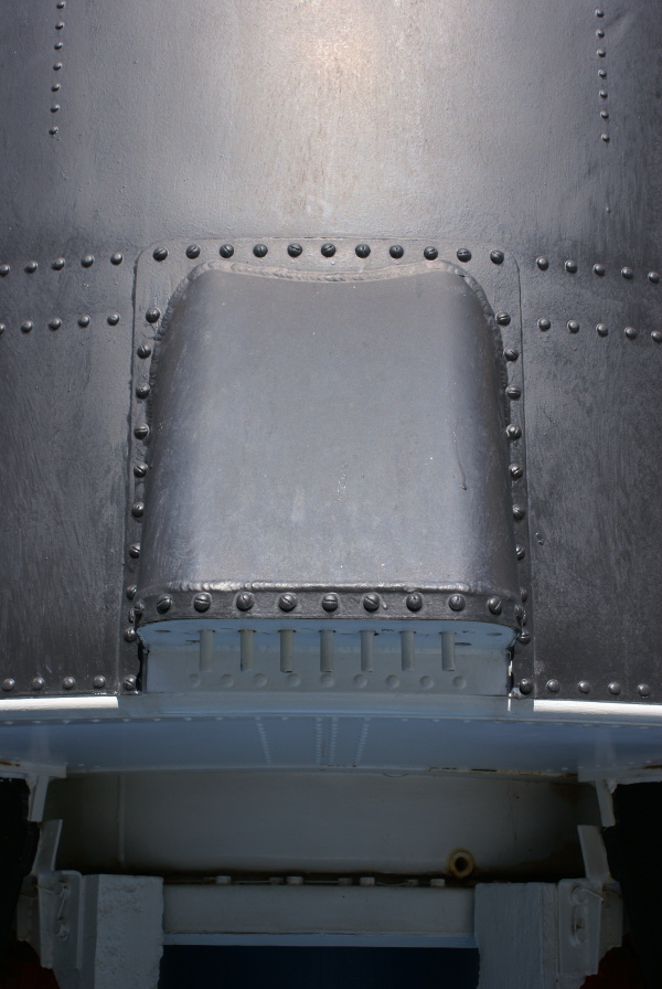 Multiple pneumatic coupling balcony on tail unit of Mercury-Redstone Booster at U.S. Space and Rocket Center