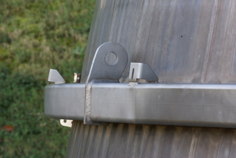 Lifting lugs on F-1 Engine F-4028 (Outdoors) nozzle extension at U.S. Space & Rocket Center