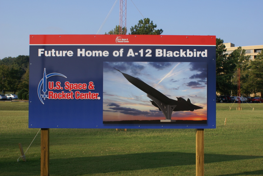 Sign showing new location of A-12 near the U.S. Space and Rocket Center