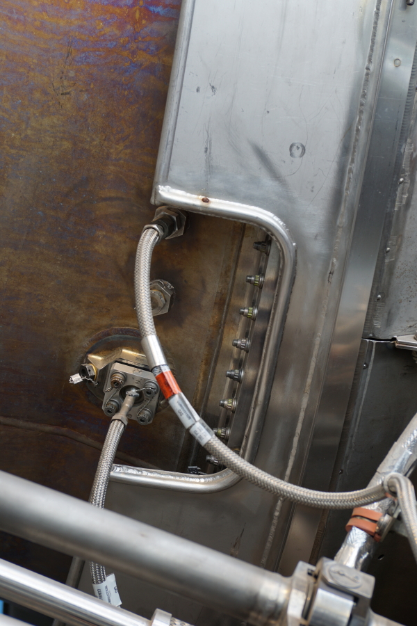 Electrical connector on heat exchanger on F-1 Engine F-6045 at U.S. Space & Rocket Center
