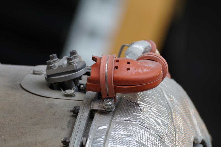 Electrical connector on turbine manifold assembly on F-1 Engine F-6045 at U.S. Space & Rocket Center