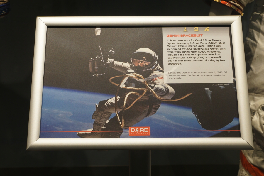alt      = Sign accompanying Gemini G2C Suit (Charles Laine) at U.S. Space & Rocket Center