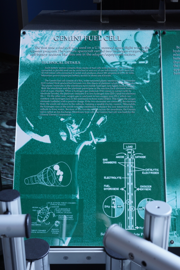 Sign accompanying Gemini Fuel Cell at U.S. Space & Rocket Center