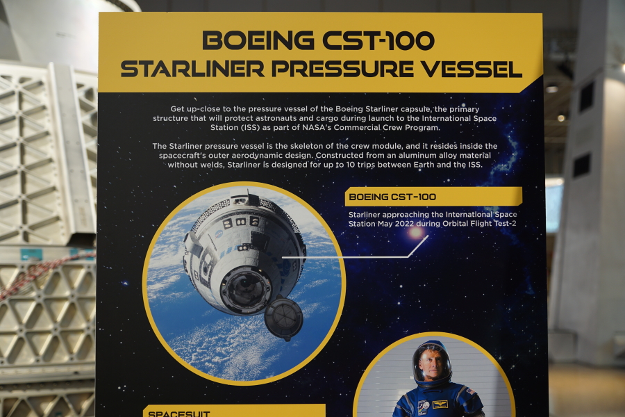 Sign accompanying the Starliner/CST-100 Pressure Vessel at U.S. Space & Rocket Center