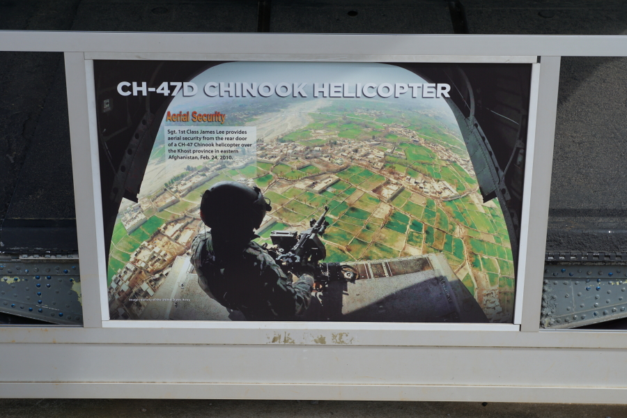 Sign accompanying the Chinook Helicopter at U.S. Space & Rocket Center
