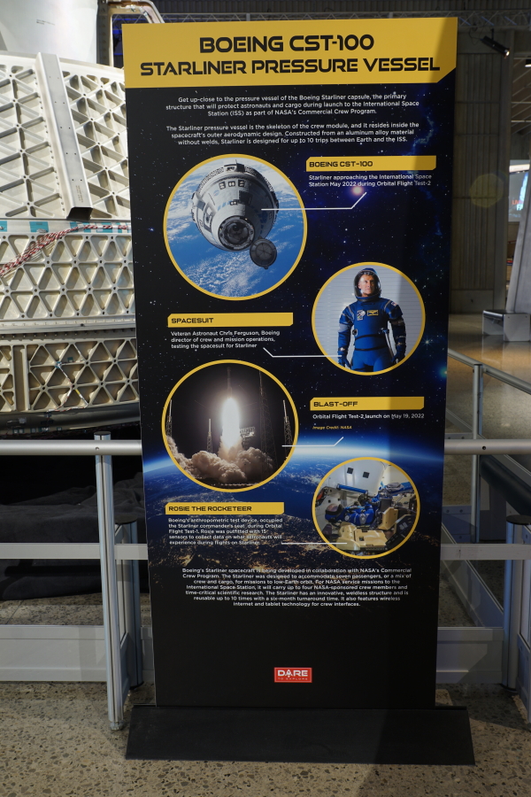Sign accompanying the Starliner/CST-100 Pressure Vessel at U.S. Space & Rocket Center