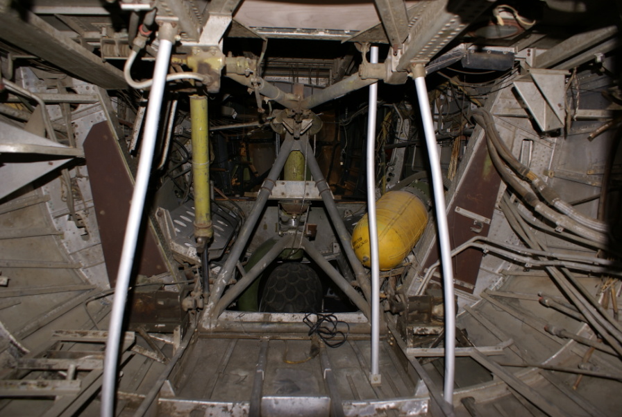 B-24 nose section with forward landing gear at Virginia Air & Space