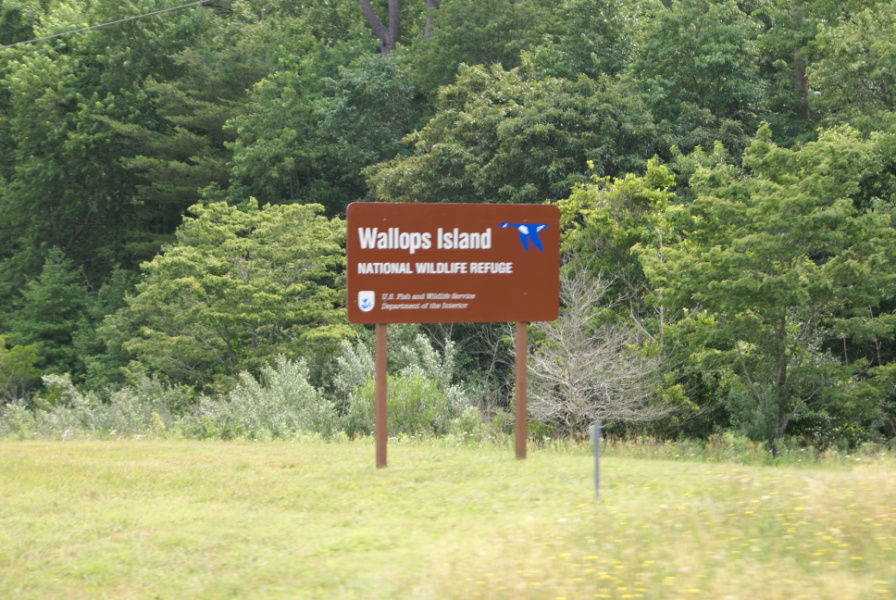 Road sign for Wallops Island National Wildlife Refuge