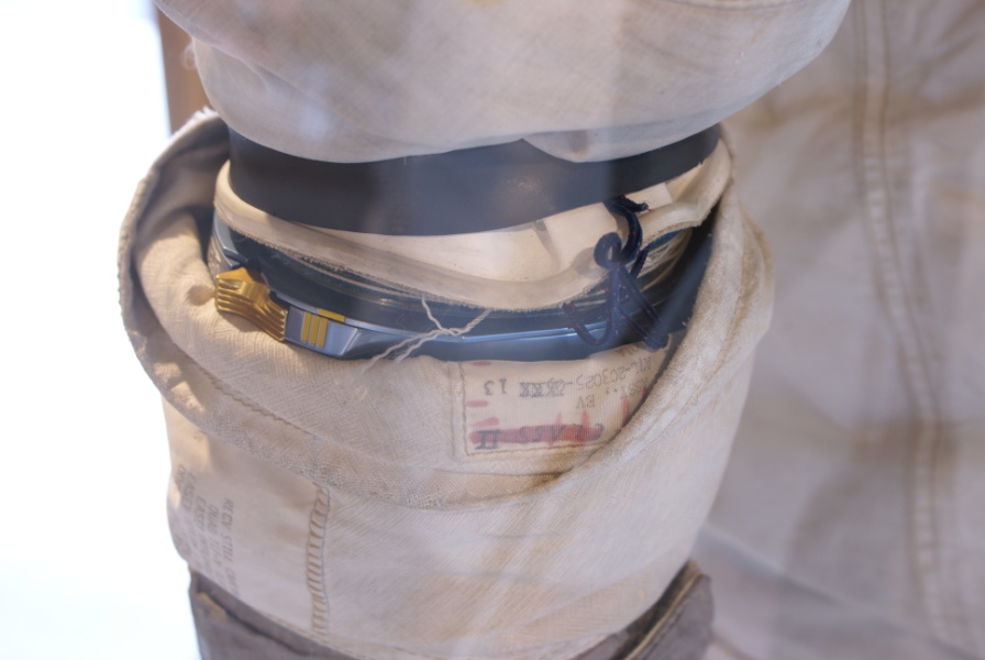 Schweickart's Skylab Training Suit wrist ring at Wallops Island