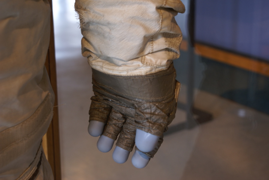 Schweickart's Skylab Training Suit gloves at Wallops Island